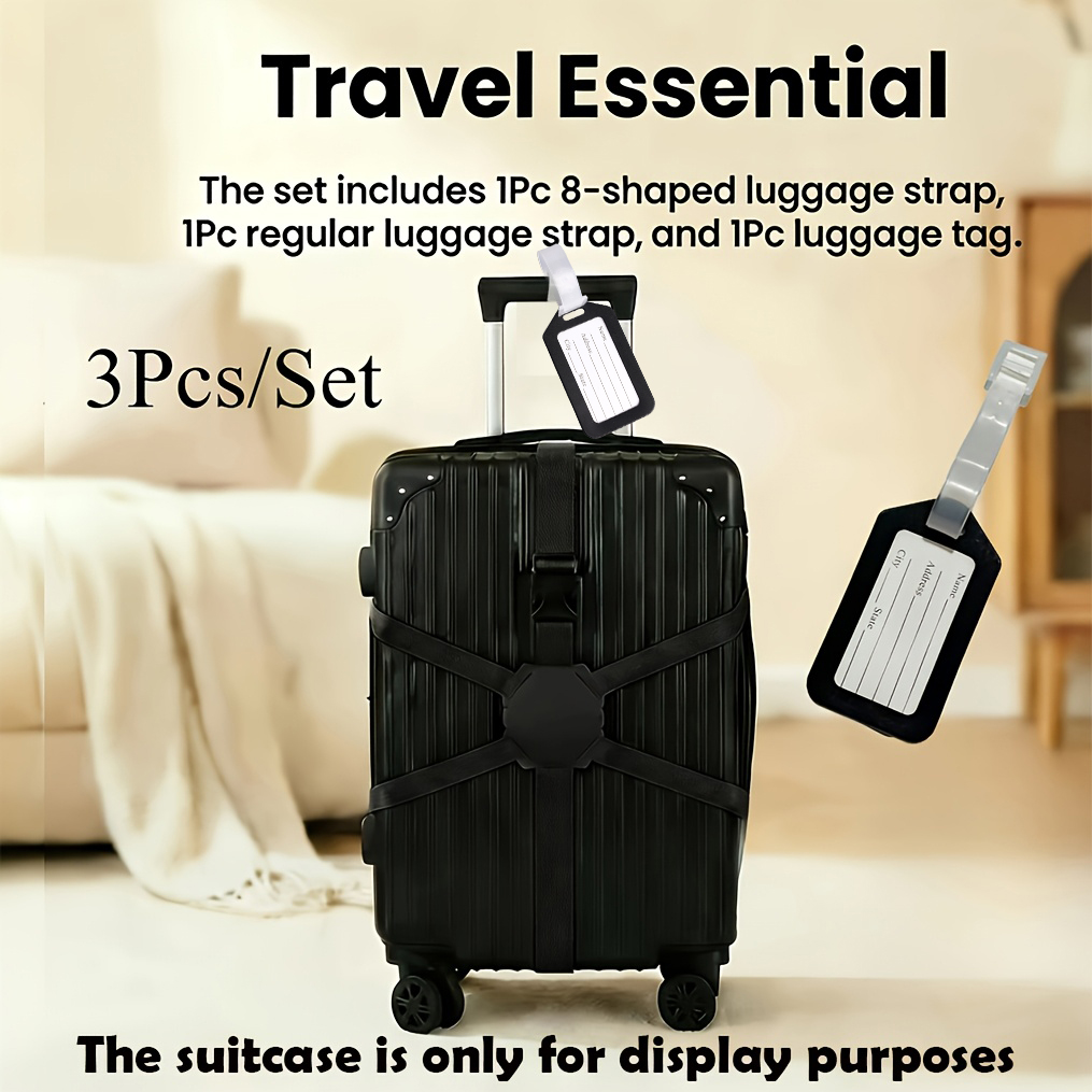 Travel Accessories Luggage Straps - 3-Piece Set (2 Luggage Straps and