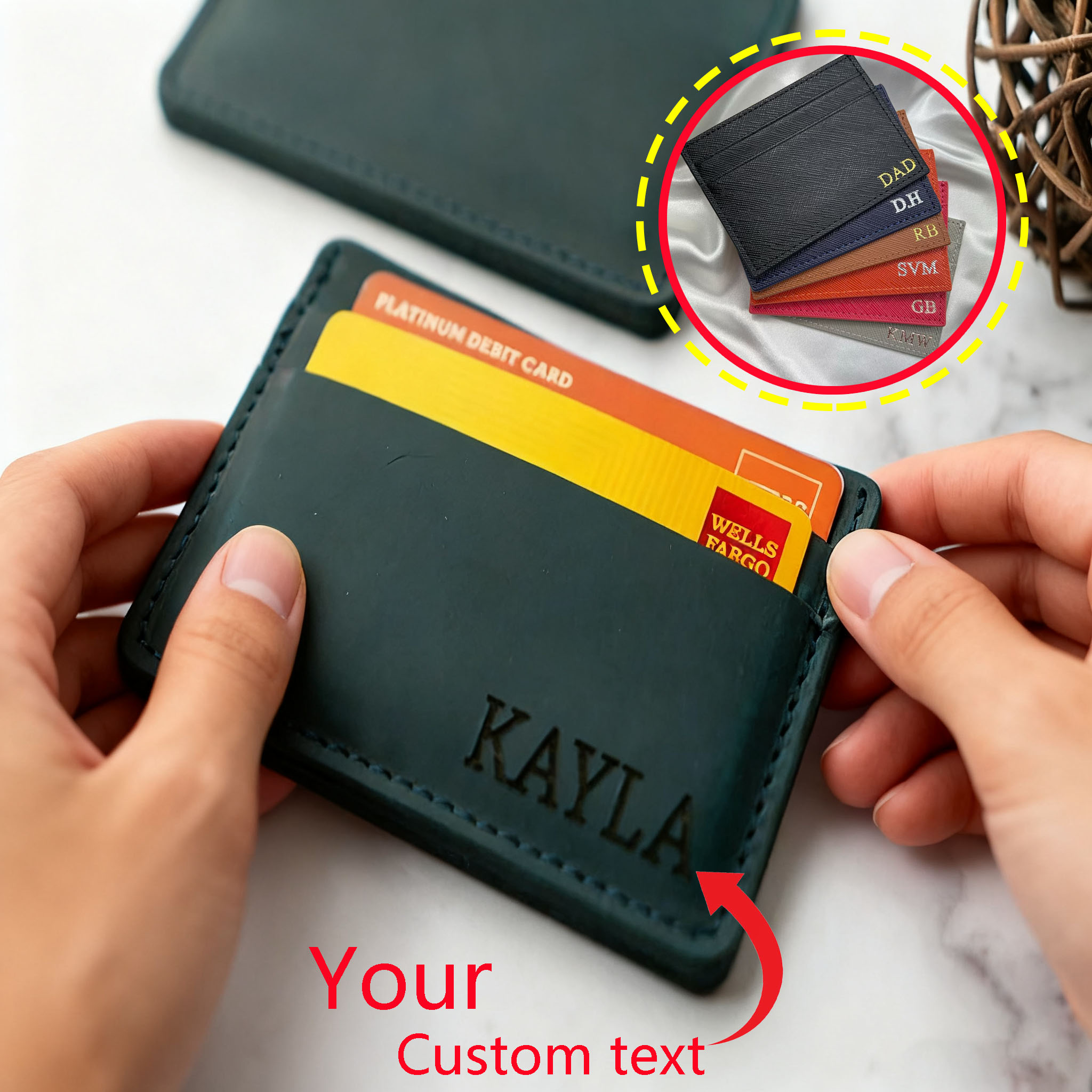 Travel Wallet Slim - Custom high-endLeather ID Card Holder Multi