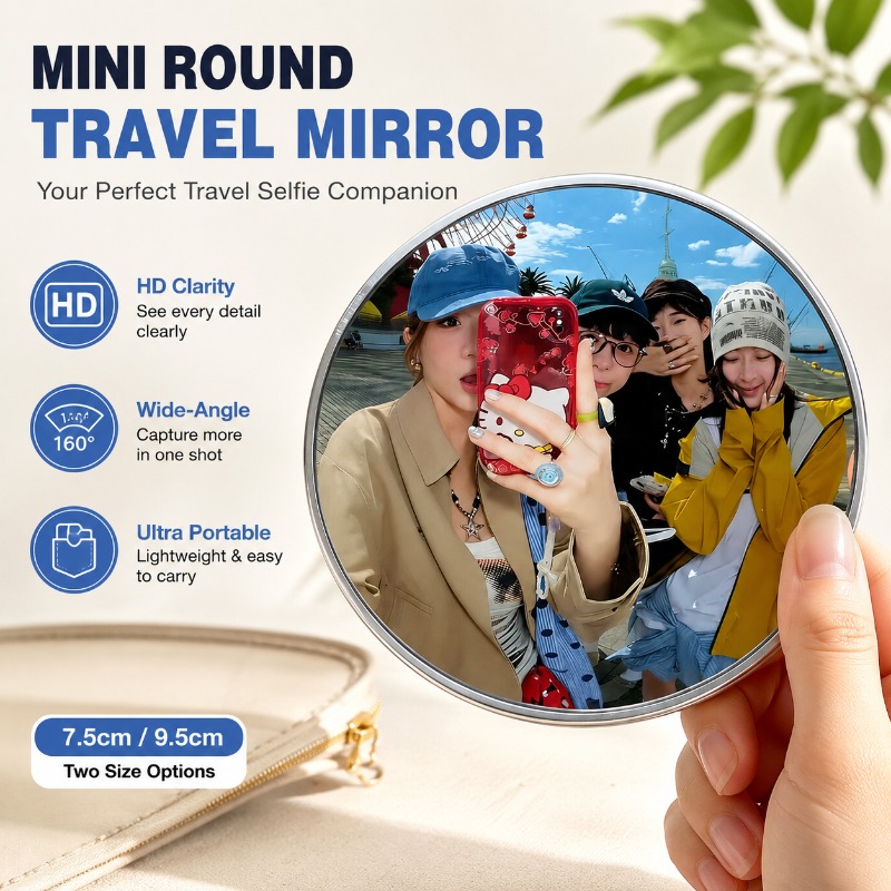 Travel Accessories Store - Portable Round Convex Mirror Handheld Wide