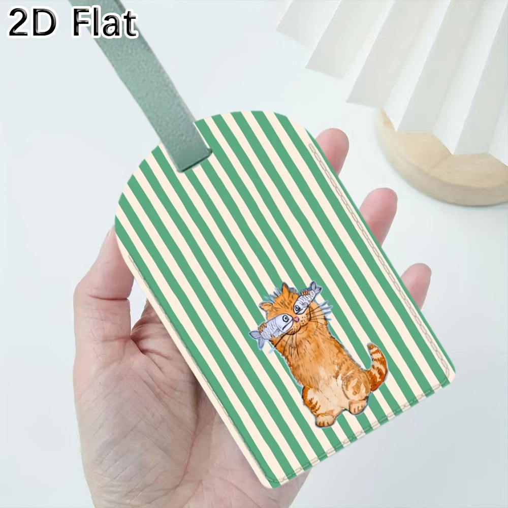 Cute Cat and Green Stripes Lug - Travel Accessories Luggage Straps recension och pris