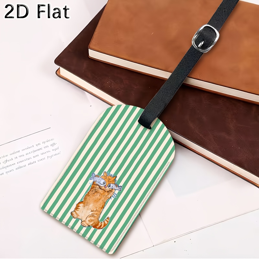 Cute Cat and Green Stripes Lug - Travel Accessories Luggage Straps recension och pris