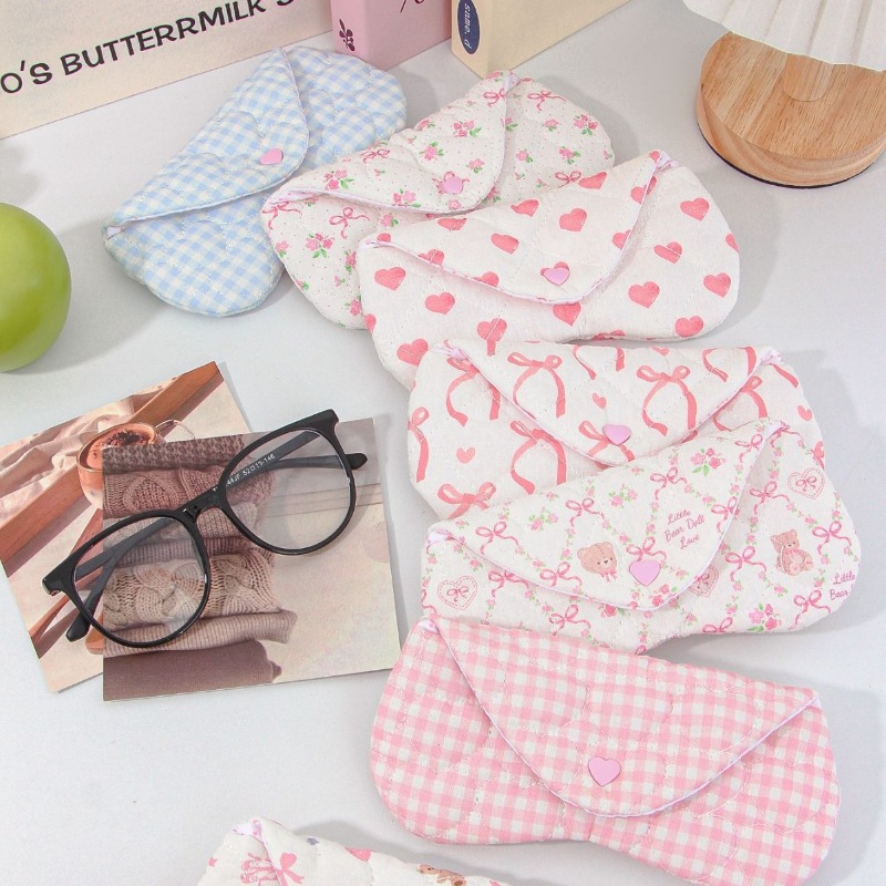 Ins Korean Plaid Fabric Heart  - Travel Accessories Pouch For Women recension och pris