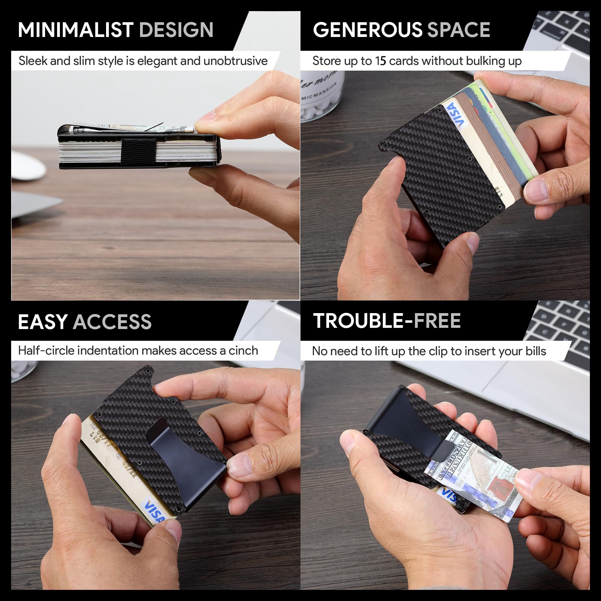 Carbon Fiber Wallet, Metal Mon - Travel Wallet Slim recension och pris