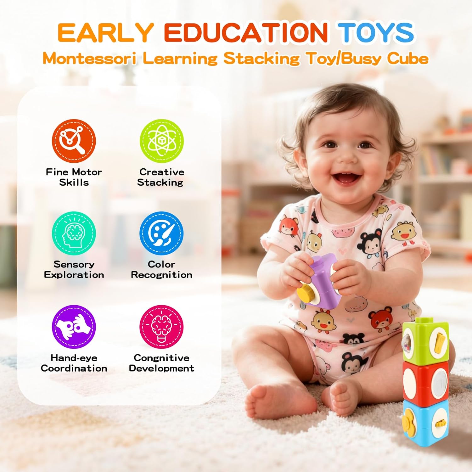 Montessori Activity Cube Busy  - Travel Accessories For Toddlers recension och pris